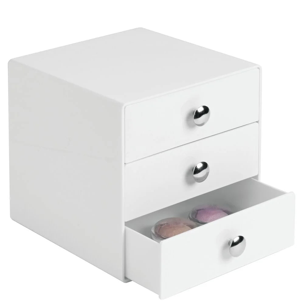 Bpa-Free Plastic 3-Drawer Vanity Organizer - 6.5" X 6.5" X 6.5", Pink