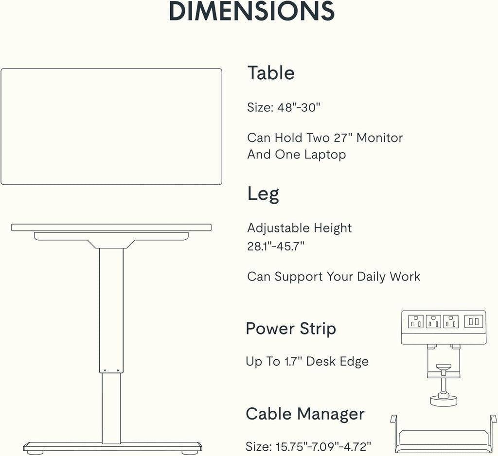 FLEXISPOT EN2 Whole-Piece Standing Desk with Clamp Power Strip, 48 X 30'' Height Adjustable Electric Stand up Desk with Cable Management (Gray Frame + Mahogany Top, 2 Packages)
