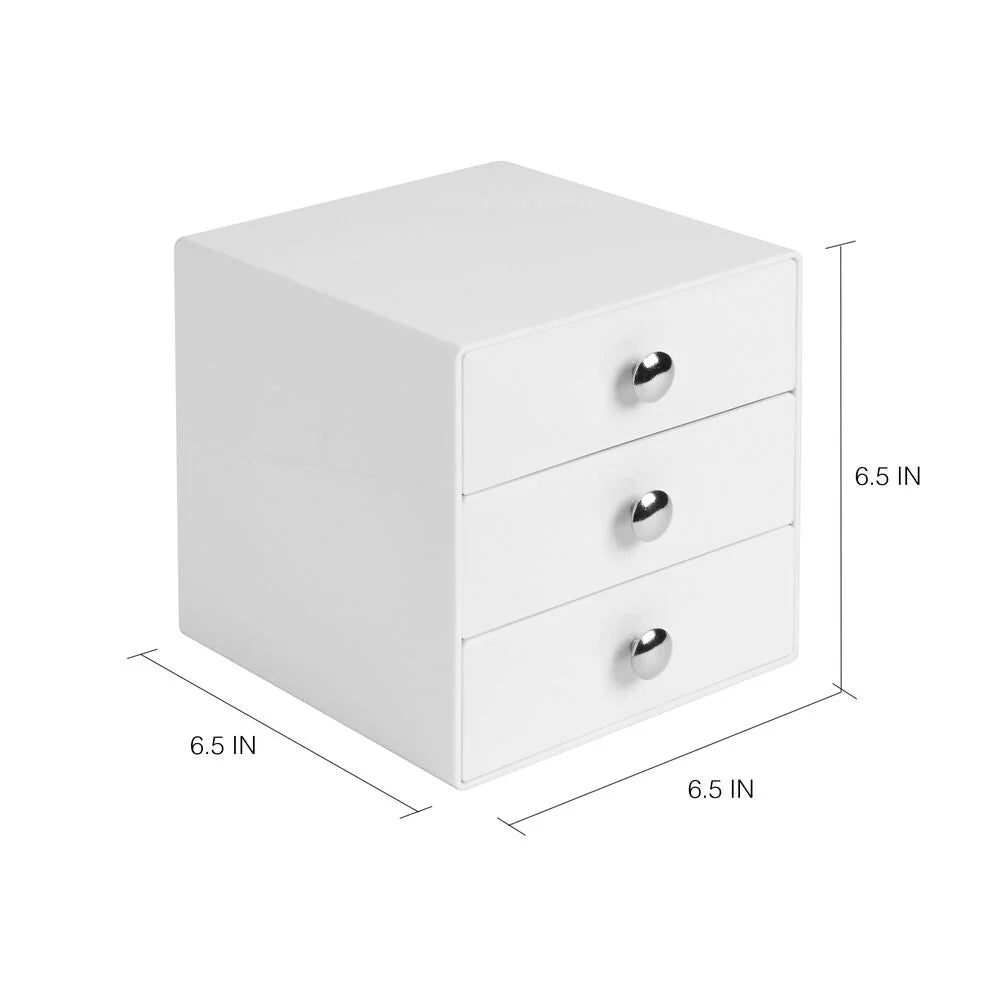 Bpa-Free Plastic 3-Drawer Vanity Organizer - 6.5" X 6.5" X 6.5", Pink